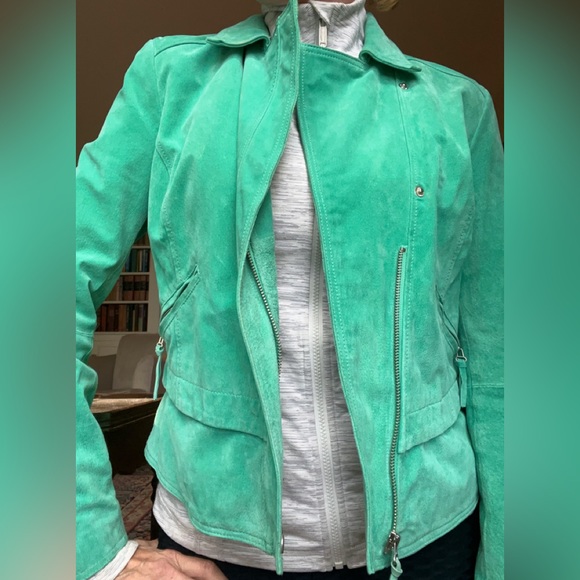 St Patrick’s day green Olsen genuine leather jacket - Picture 2 of 6